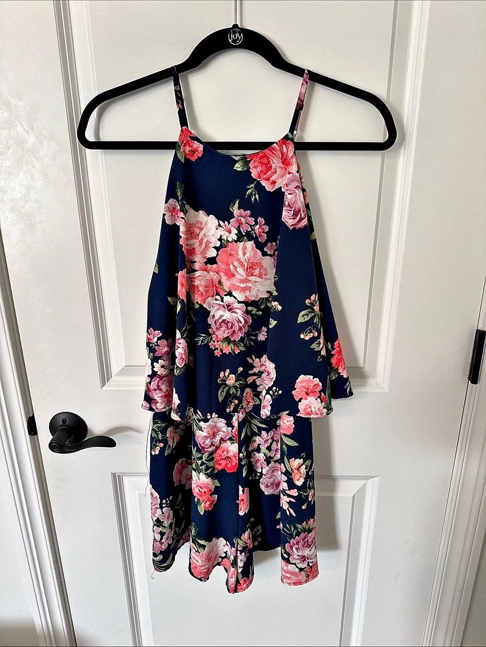 Lulus Floral Romper in Blue & Pink Size Large